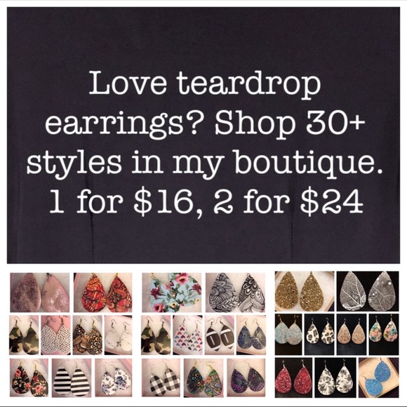 ROSE GOLD GLITTER TEARDROP EARRINGS - Picture 2 of 6